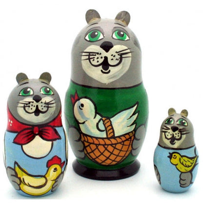 Cat and Goose Matryoshka Nesting Set