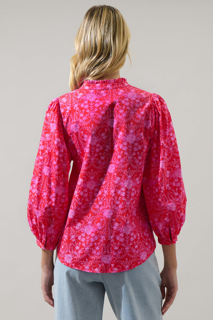 Cecy Floral Ima Button Up Top