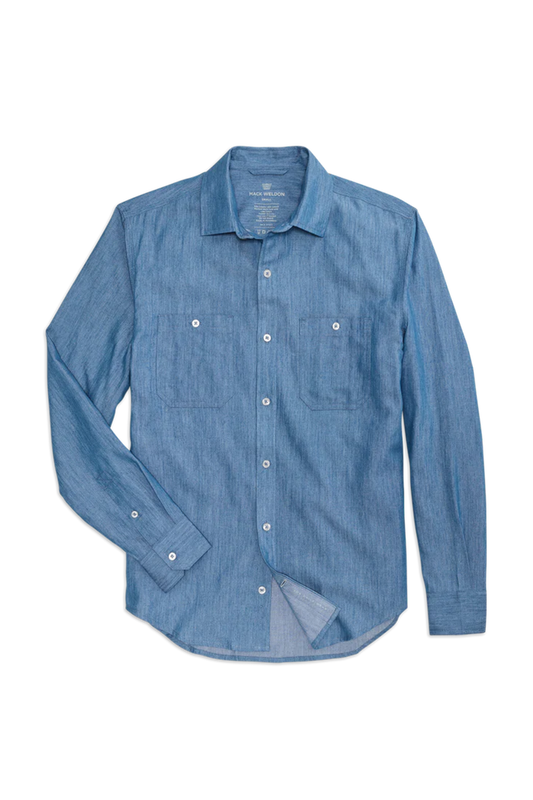 Chambray |Front view of Endeavor Work Shirt in Chambray