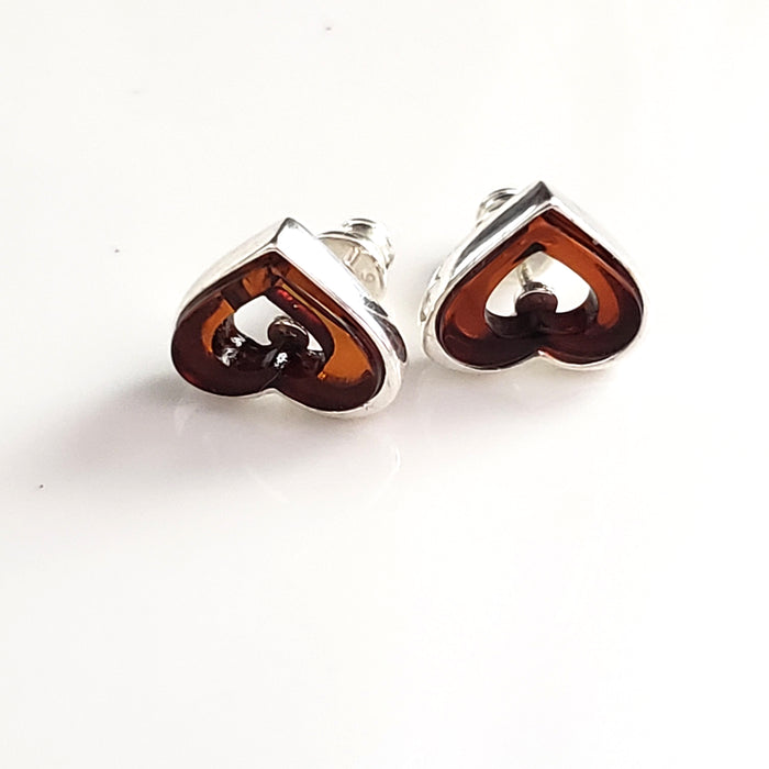 amber silver stud earrings