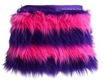Cheshire Cat Inspired Fur Rave Skirt With Pink and Purple Stripes