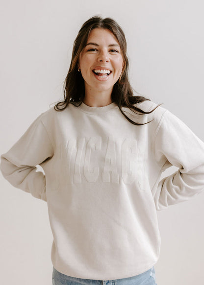 Chicago Collegiate Puff Sweatshirt - Ivory