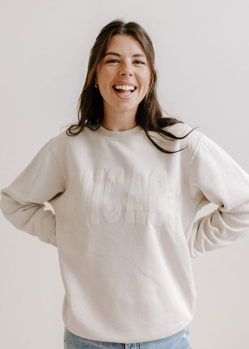 Chicago Collegiate Puff Sweatshirt - Ivory