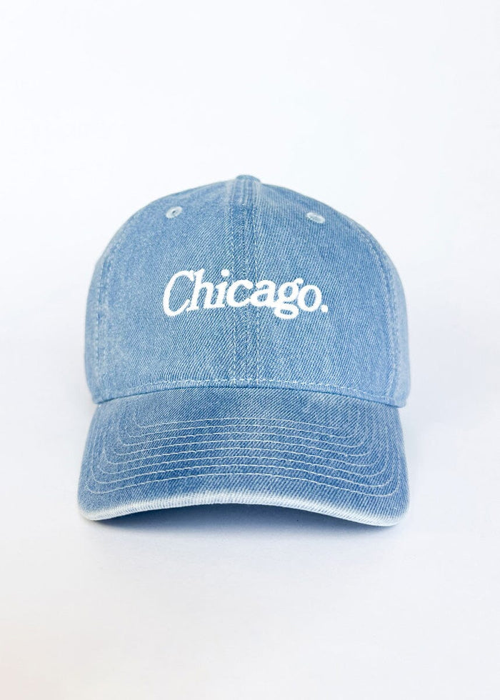 Chicago. Dad Hat - Denim & White Embroidery