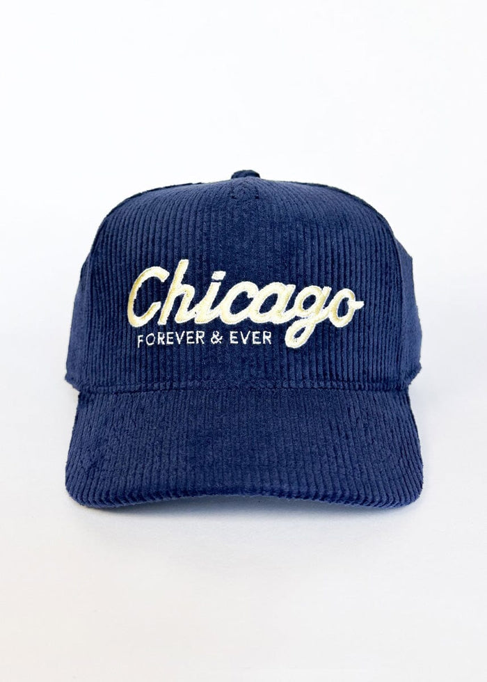 Chicago Forever Wide Whale Cord Hat - Navy & Butter
