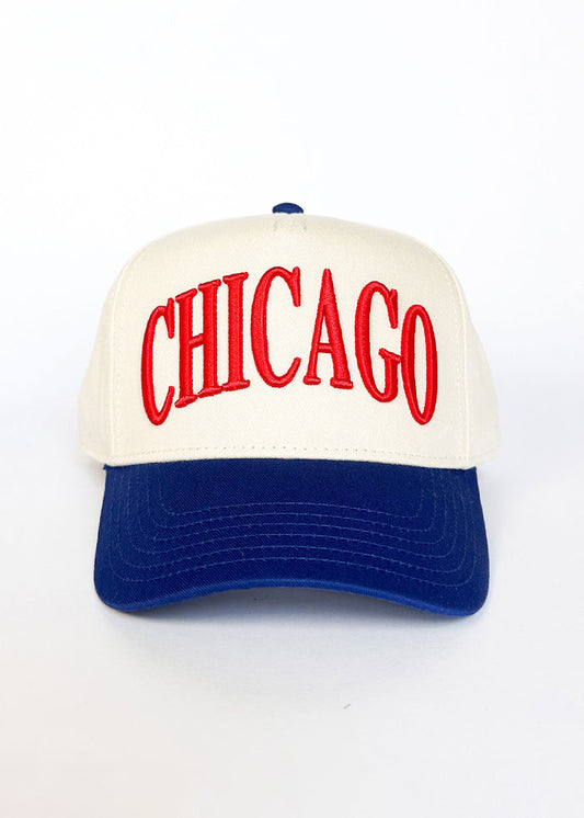 Chicago Puff Baseball Cap - Royal & Red
