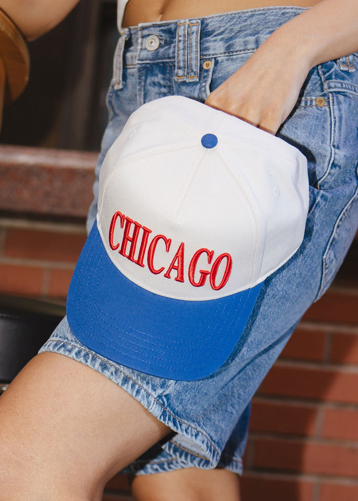 Chicago Puff Baseball Cap - Royal & Red