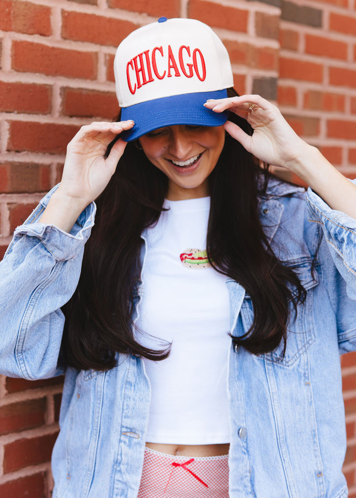 Chicago Puff Baseball Cap - Royal & Red