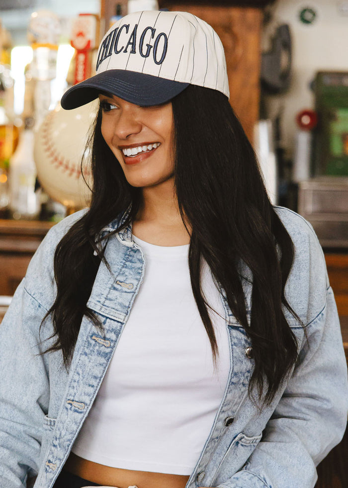 Chicago Puff Pinstripe Baseball Cap - Breaker Blue