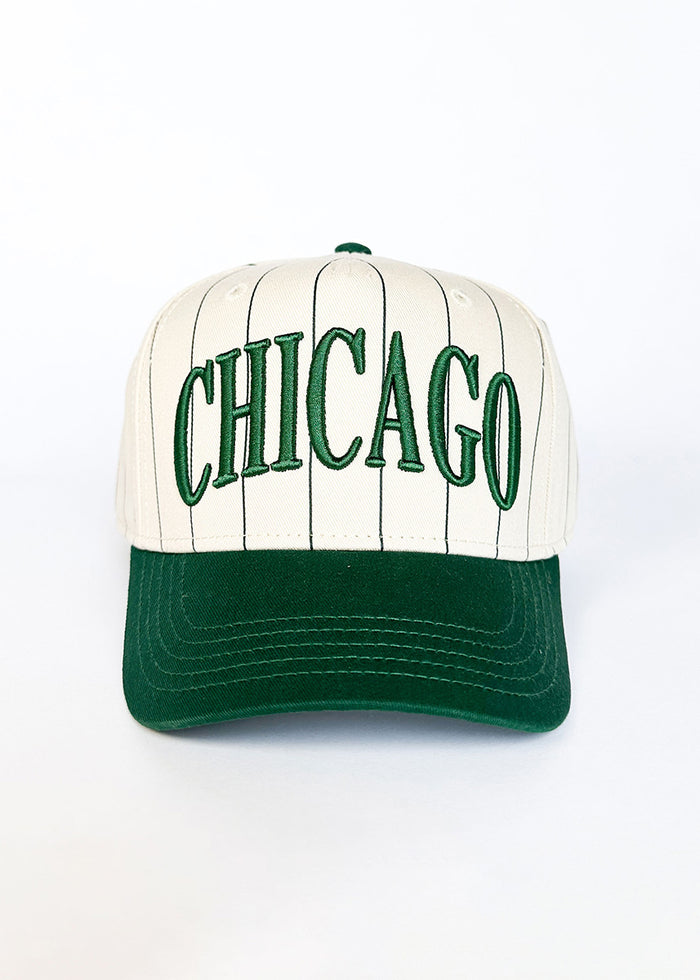 Chicago Puff Pinstripe Baseball Cap - Emerald