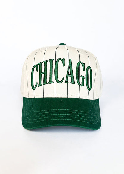 Chicago Puff Pinstripe Baseball Cap - Emerald