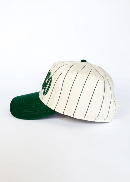 Chicago Puff Pinstripe Baseball Cap - Emerald
