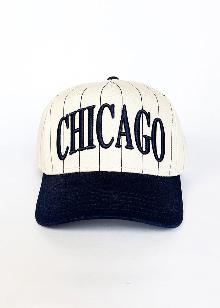 Chicago Puff Pinstripe Baseball Cap - Navy