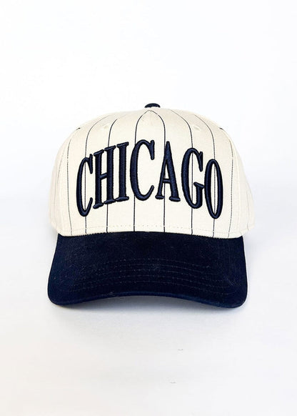 Chicago Puff Pinstripe Baseball Cap - Navy