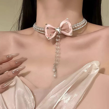Choker Ribbon Bow Necklace fashionnsio