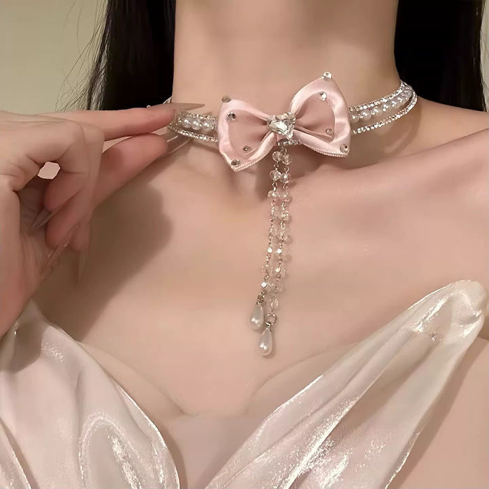 Choker Ribbon Bow Necklace fashionnsio