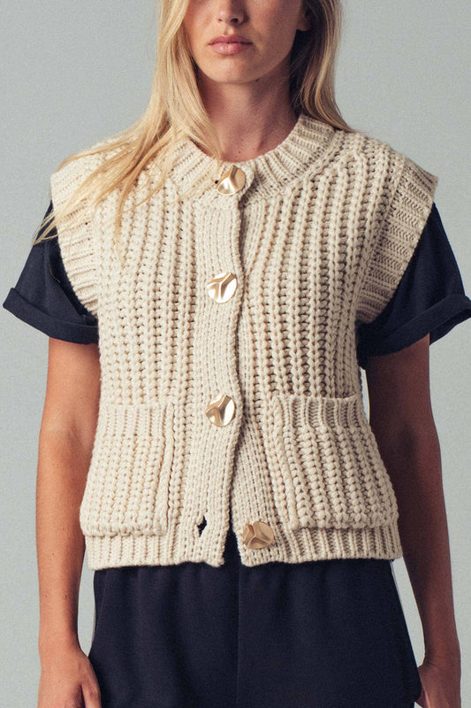 Chunky Knit Sweater Vest: Cream - Intimate Whispers