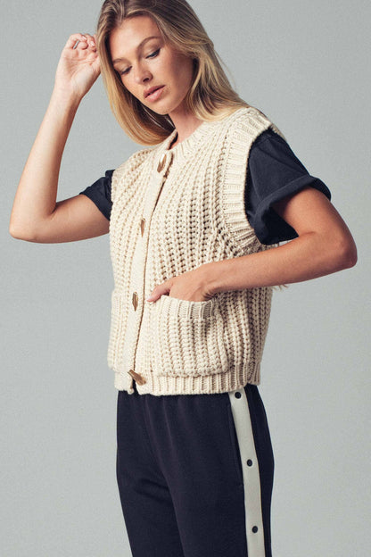 Chunky Knit Sweater Vest: Cream - Intimate Whispers