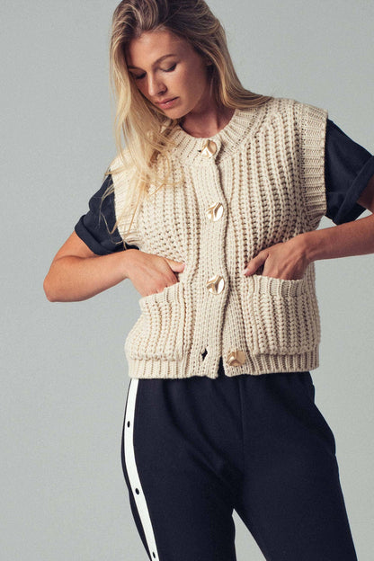 Chunky Knit Sweater Vest: Cream - Intimate Whispers
