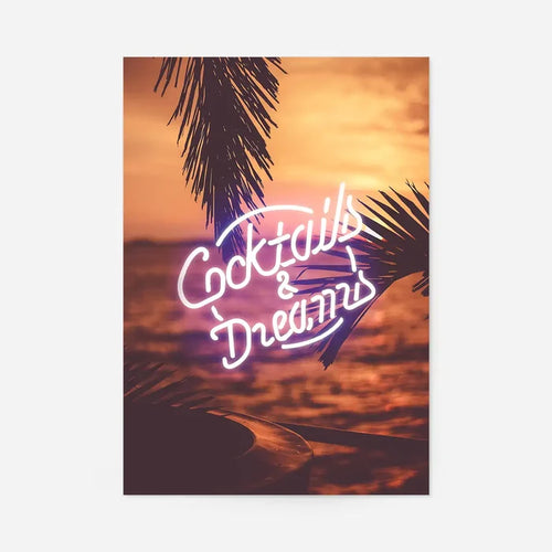 Cocktails And Dreams Palms Neon Print