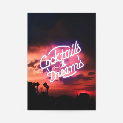 Cocktails And Dreams Sunset Neon Print