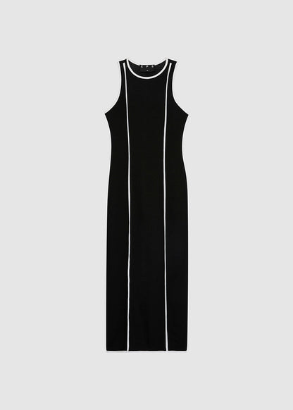 CONTRAST PIPING MAXI DRESS