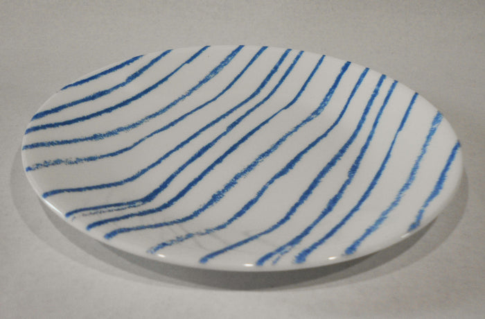 Corelle BOTANICAL STRIPES 6.75" BREAD PLATE Appetizer *Breezy Seaside Blue Lines