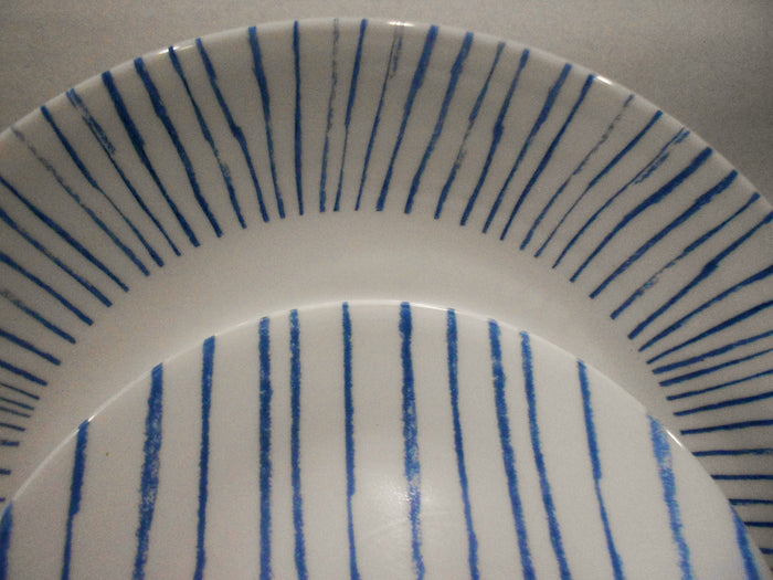 Corelle BOTANICAL STRIPES 6.75" BREAD PLATE Appetizer *Breezy Seaside Blue Lines