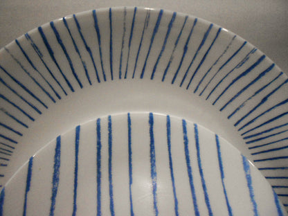 Corelle BOTANICAL STRIPES 6.75" BREAD PLATE Appetizer *Breezy Seaside Blue Lines