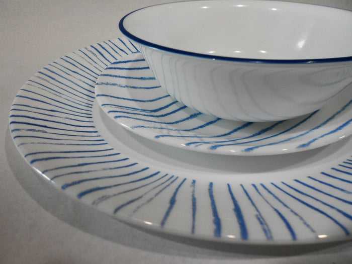 Corelle BOTANICAL STRIPES 6.75" BREAD PLATE Appetizer *Breezy Seaside Blue Lines