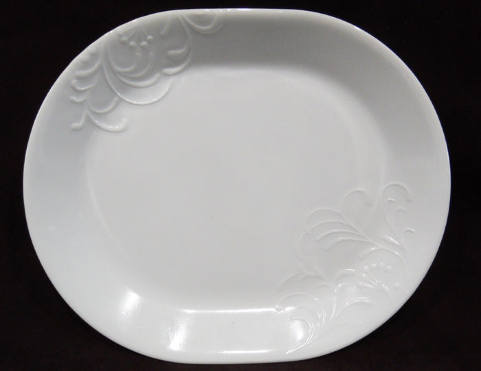 ❤️ Corelle BOUTIQUE CHERISH  10 x 12 1/4 SERVING PLATTER *Embossed White Blossoms