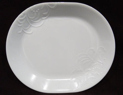 ❤️ Corelle BOUTIQUE CHERISH  10 x 12 1/4 SERVING PLATTER *Embossed White Blossoms