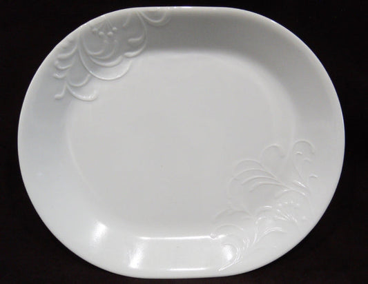 ❤️ Corelle BOUTIQUE CHERISH  10 x 12 1/4 SERVING PLATTER *Embossed White Blossoms