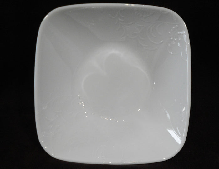 ❤️ Corelle Boutique CHERISH Square 1.5-Qt SERVING BOWL 9" White Embossed Floral