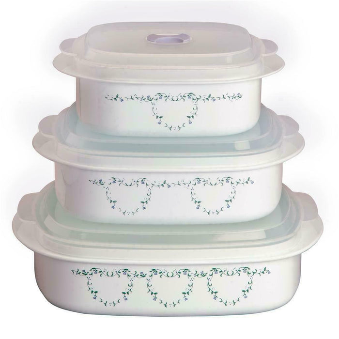 Corelle Calypso 6pc Plastic MICROWAVE COOKWARE Set VENT Lids *PICK Your PATTERN