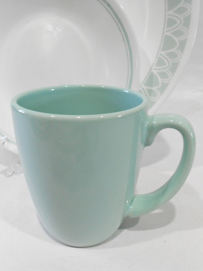 ❤️ Corelle DELANO 11-oz STONEWARE MUG 4" Coffee CUP Aqua Blue Sea Mist Green