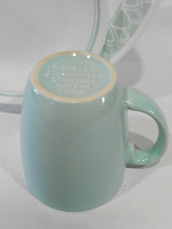 ❤️ Corelle DELANO 11-oz STONEWARE MUG 4" Coffee CUP Aqua Blue Sea Mist Green