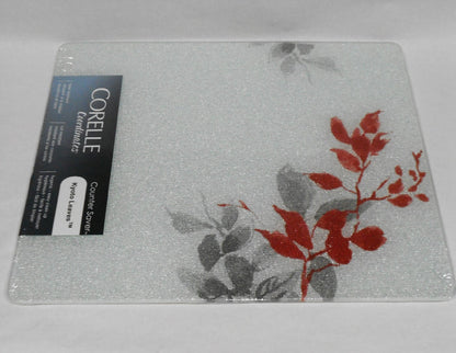 ❤️ Corelle KYOTO LEAVES 15x12 COUNTER SAVER Tempered Glass Hot Plate Cutting Board