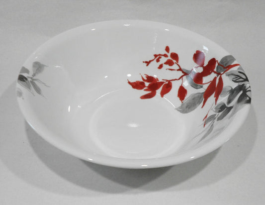 ❤️ Corelle KYOTO LEAVES 2-Qt ROUND 10 1/4" SERVING BOWL Japanese Watercolor Red Gray