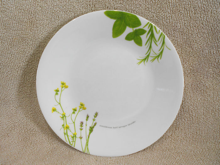 CORELLE Livingware EUROPEAN HERBS Round 6.75" BREAD PLATE Earth Garden Green