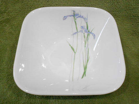 ❤️ CORELLE Square SHADOW IRIS 22-oz Soup Cereal BOWL *Purple Floral Pattern Inside