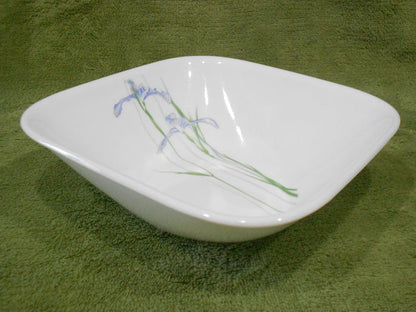 ❤️ CORELLE Square SHADOW IRIS 22-oz Soup Cereal BOWL *Purple Floral Pattern Inside