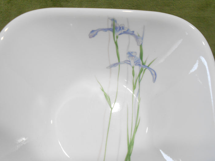 ❤️ CORELLE Square SHADOW IRIS 22-oz Soup Cereal BOWL *Purple Floral Pattern Inside