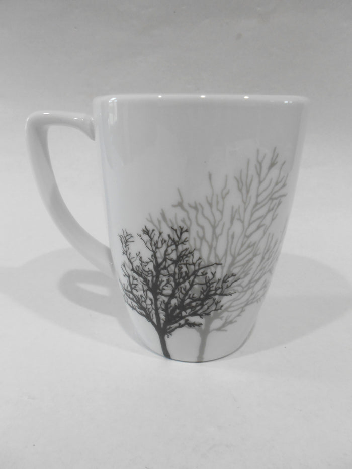 Corelle Square TIMBER SHADOWS 12-oz Porcelain MUG *Black Grey Leafless Branches