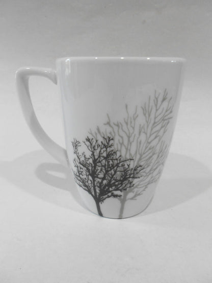 Corelle Square TIMBER SHADOWS 12-oz Porcelain MUG *Black Grey Leafless Branches