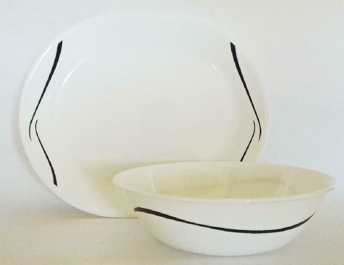 Corelle  TWISTS & TURNS 12" Serving PLATTER or 1 QT BOWL *BLACK Simple Lines NEW