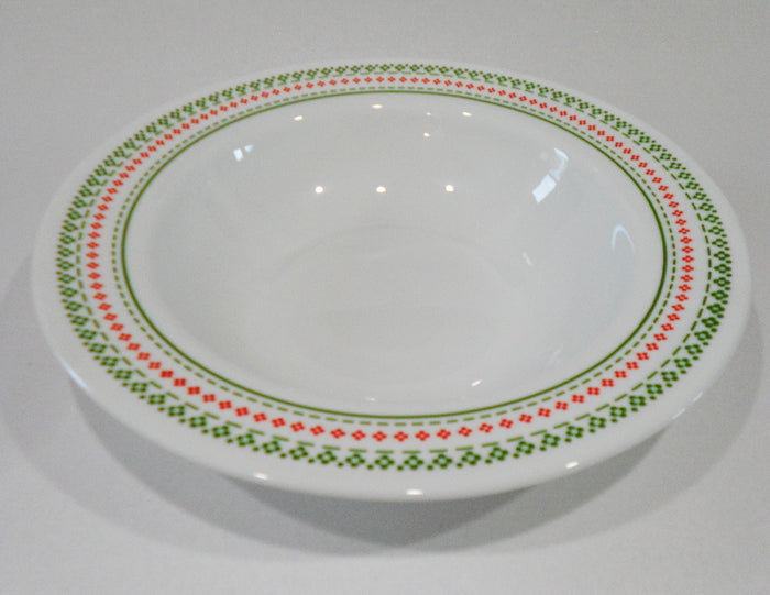 Corelle Winter HOLIDAY Cross Stitch 28oz ENTREE SOUP BOWL Christmas RED & GREEN
