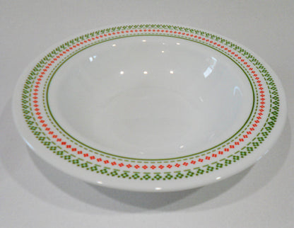 Corelle Winter HOLIDAY Cross Stitch 28oz ENTREE SOUP BOWL Christmas RED & GREEN