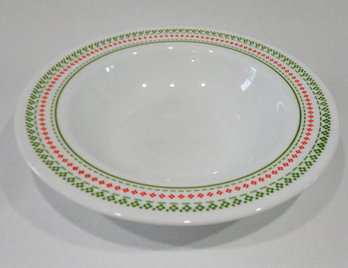Corelle Winter HOLIDAY Cross Stitch 28oz ENTREE SOUP BOWL Christmas RED & GREEN