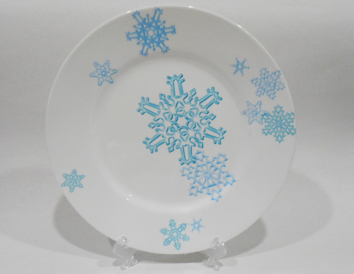 ❤️ Corelle WINTER MAGIC 10.75" DINNER PLATE *Christmas Snowman Blue Snowflakes